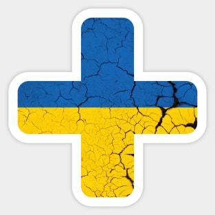 Cross of Ukraine, Vintage Ukraine flag Sticker